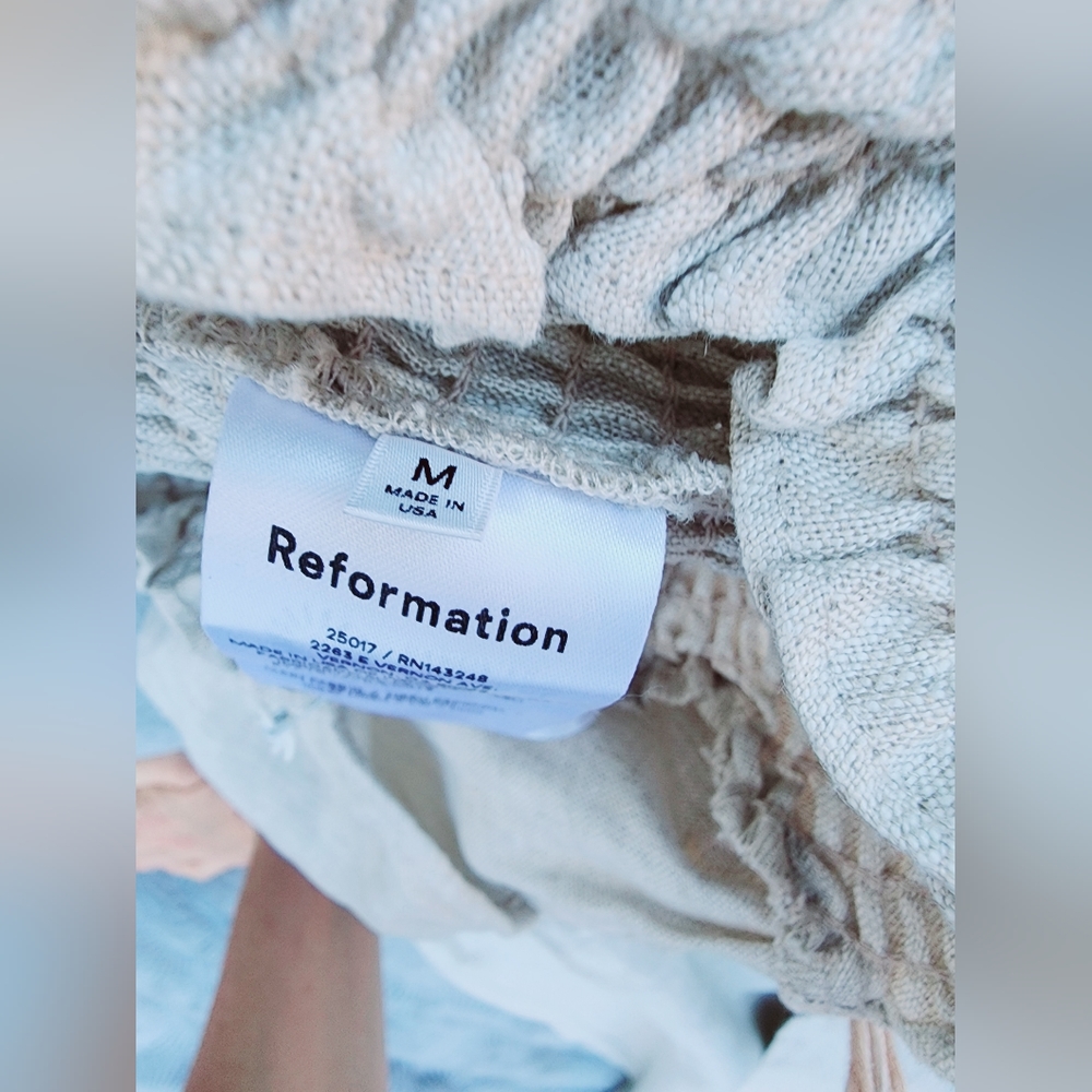 $278 NWT Reformation SET OF 2 Mora Linen Oatmeal Top Pants USA MADE Size M - Picture 5 of 11